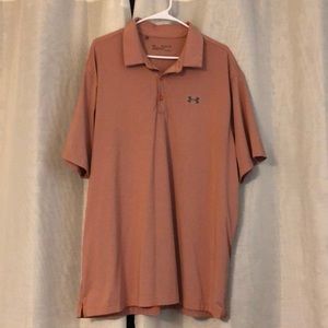 Under Armour Men's Polo Shirt - Orange/Dusty Rose with Gray Logo